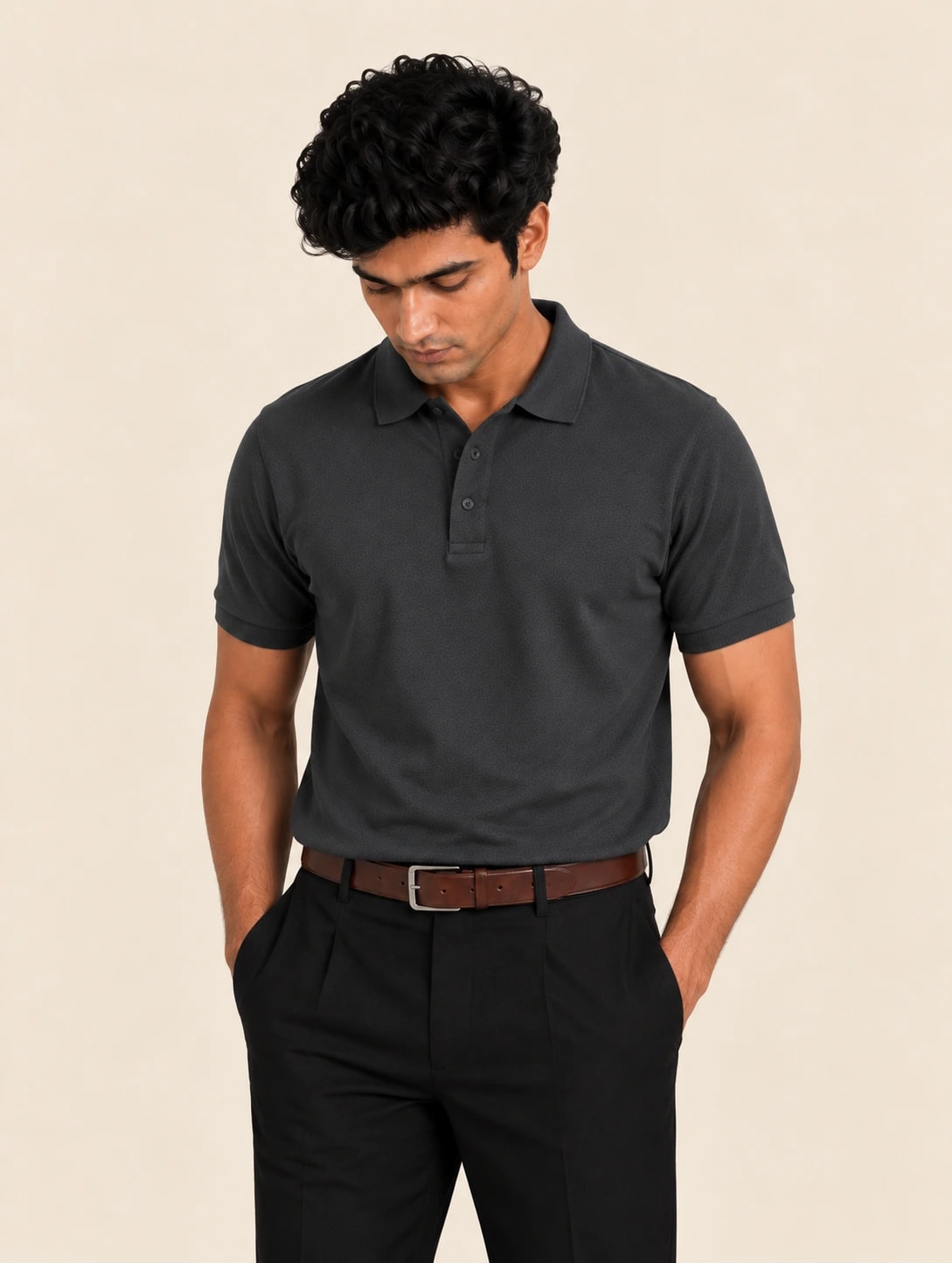 Classic Men's Polo T-Shirt - Charcoal Grey