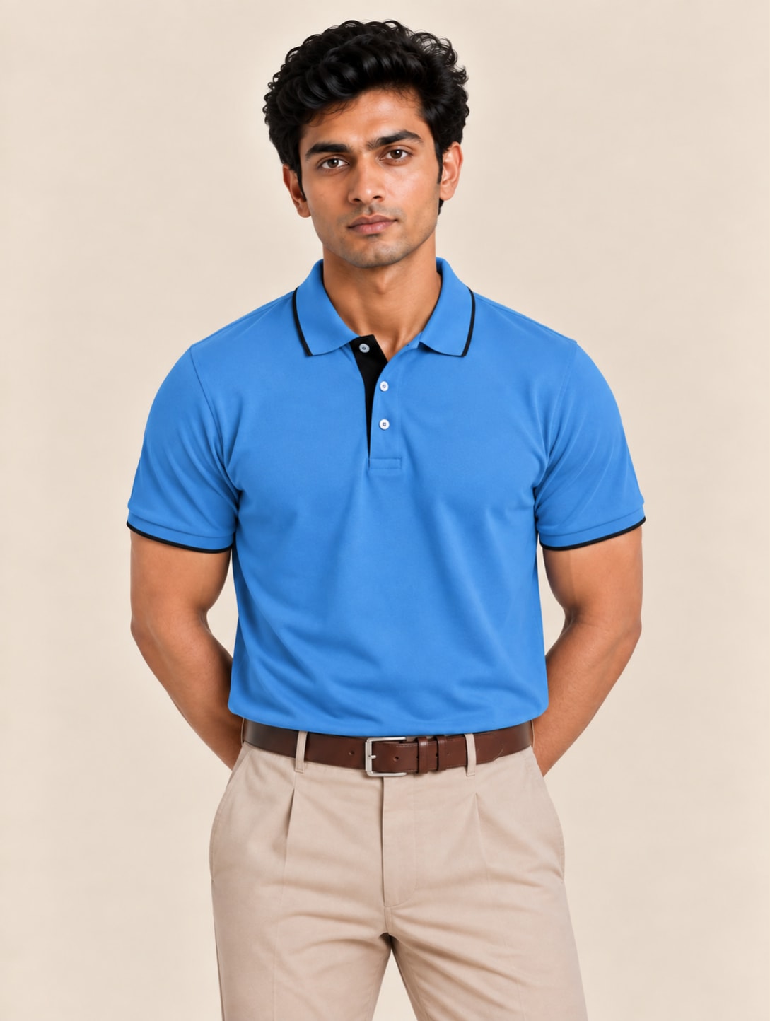 Corporate Men's Tipped Polo T-Shirt - Indian Blue