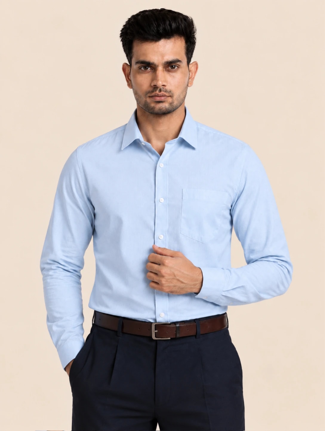 Heritage Cotton Men's Formal Shirt - Icy Blue