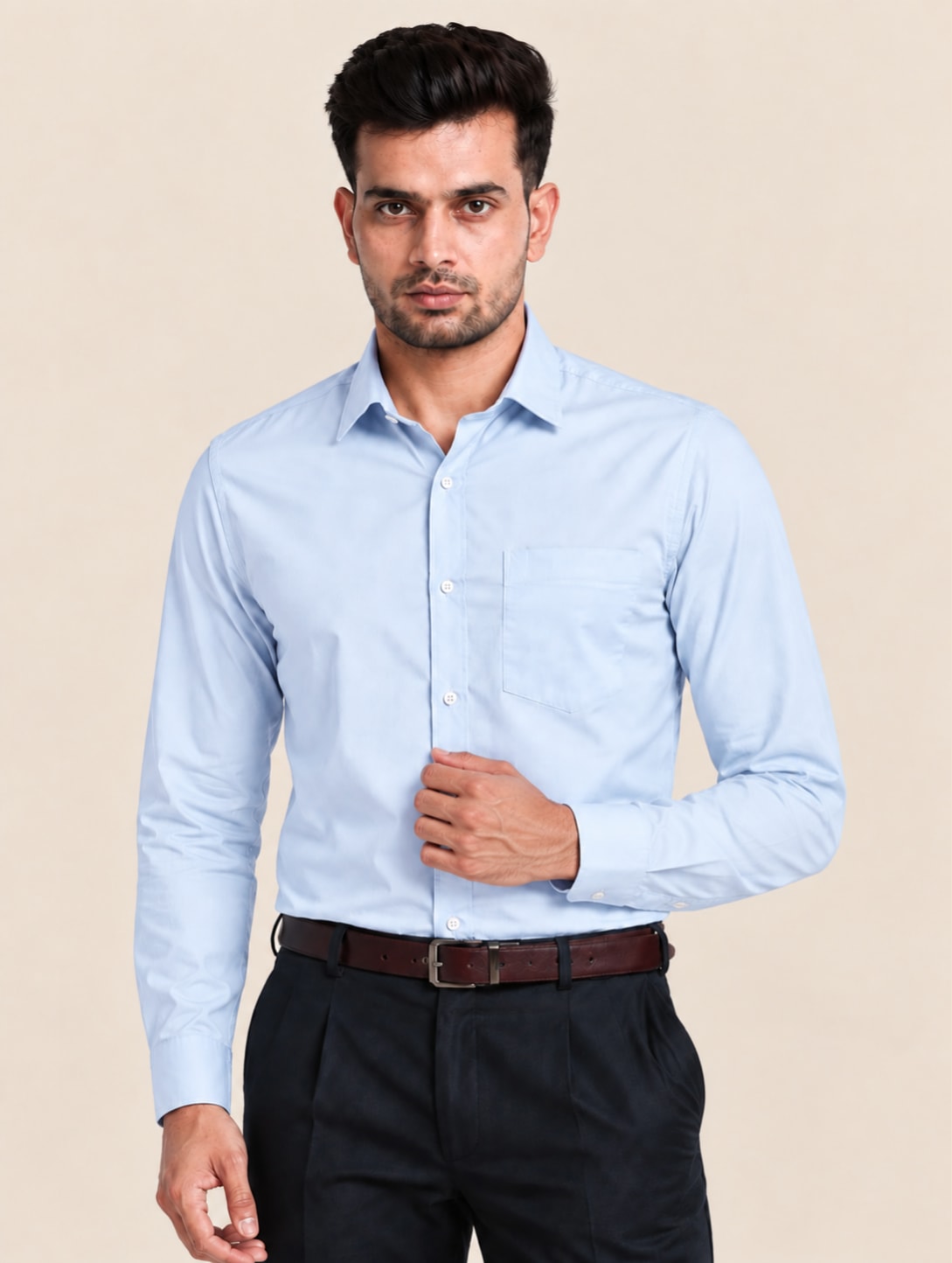 Heritage Cotton Men's Formal Shirt - Snowflake Blue