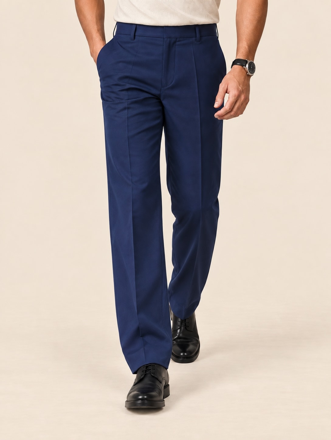 Milano Men's Formal Straight Fit Trousers - Midnight Blue