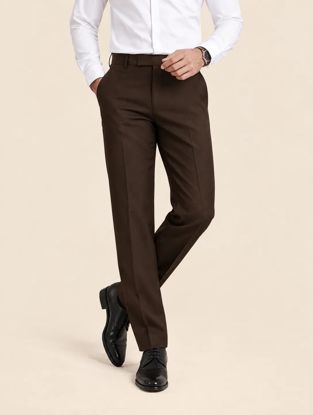 Signature TR Flexi Waist Trousers - Dark Brown