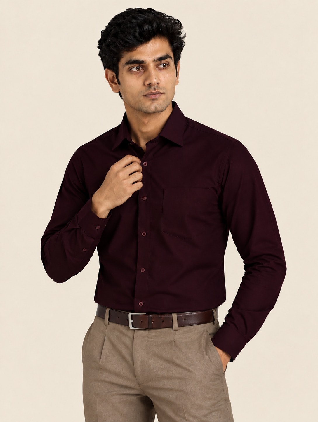 Signature TR Men's Boardroom Shirt - Plum Burgundy