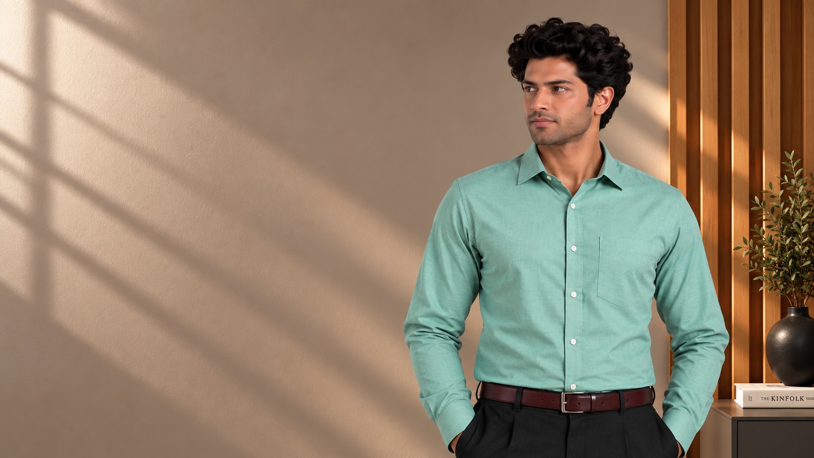 Man wearing a sage green Formistry formal shirt
