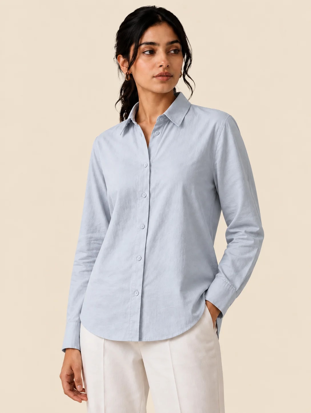 Heritage Cotton Women's Formal Shirt - Mist Blue