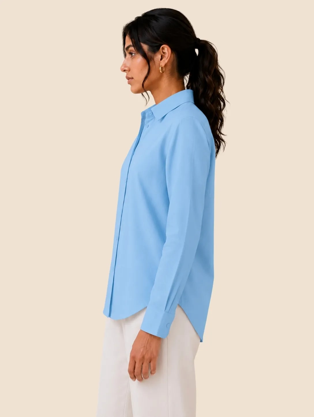 Side view of a Formistry women’s formal shirt