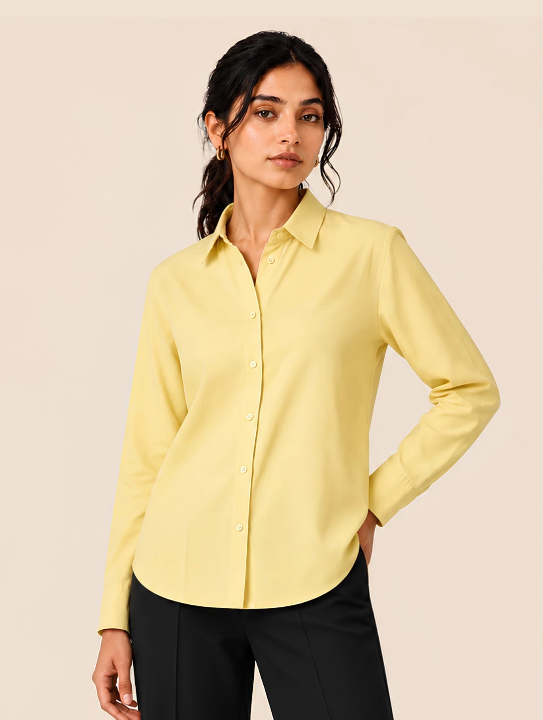 Heritage Cotton Women's Formal Shirt - Pastel Yellow